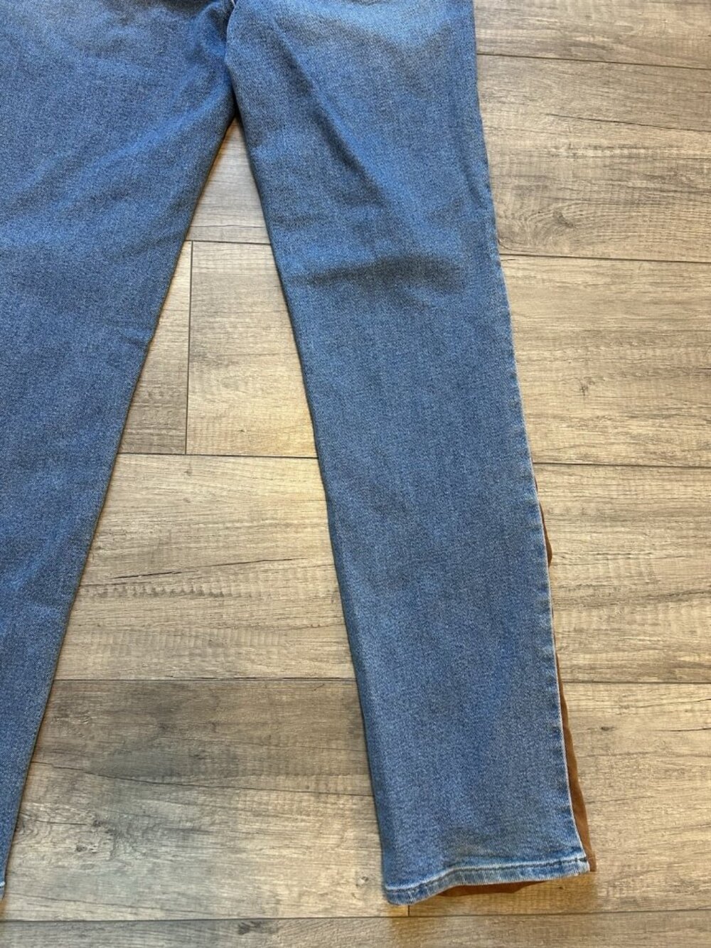 Good American Women's Jeans Icon Mixed Media Denim Faux Suede Size 4/27 western - Picture 11 of 11